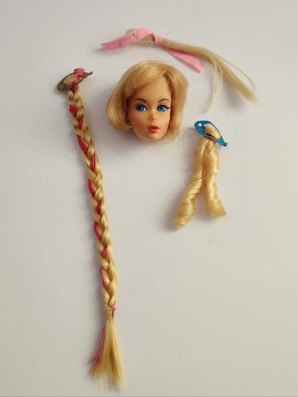 Vintage Barbie HAIR FAIR Blonde Doll Head & Hair Pieces